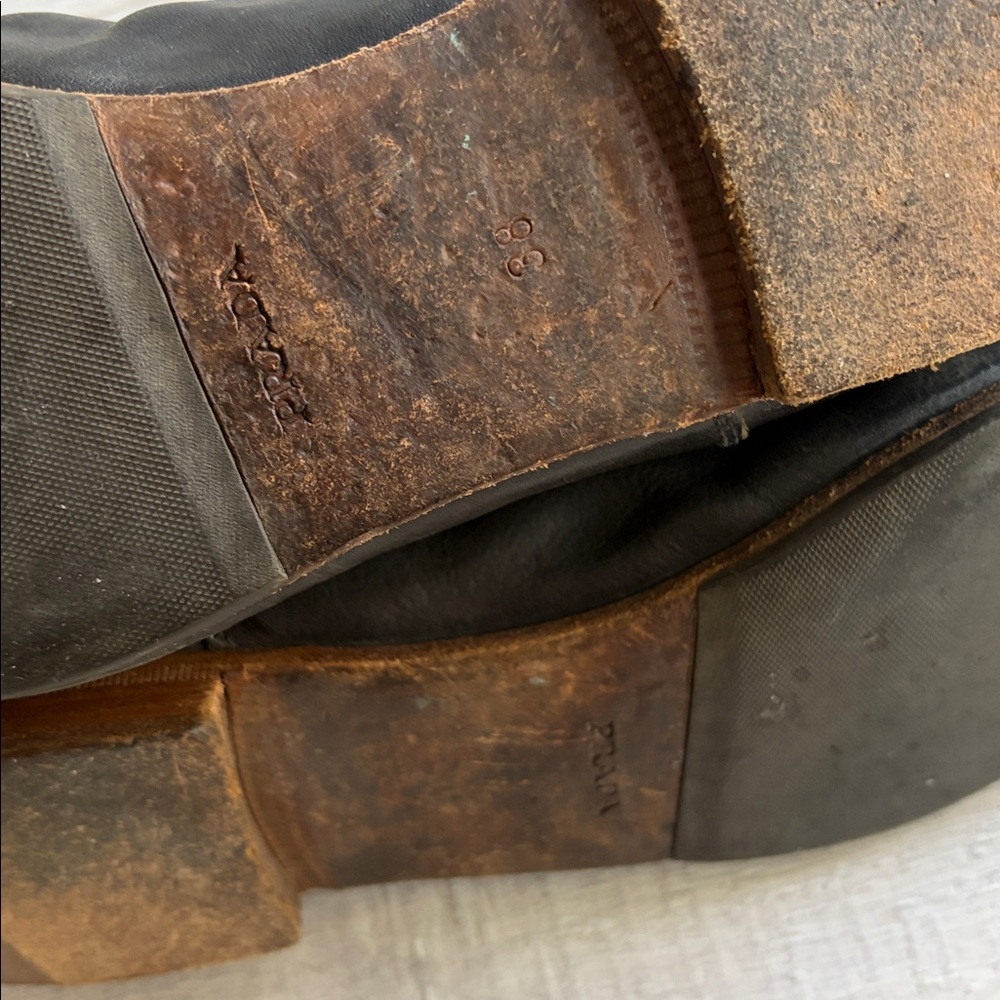 Prada Black Leather Men's Ankle Boots 38 sole replaced genuine Italian leather - Picture 9 of 11